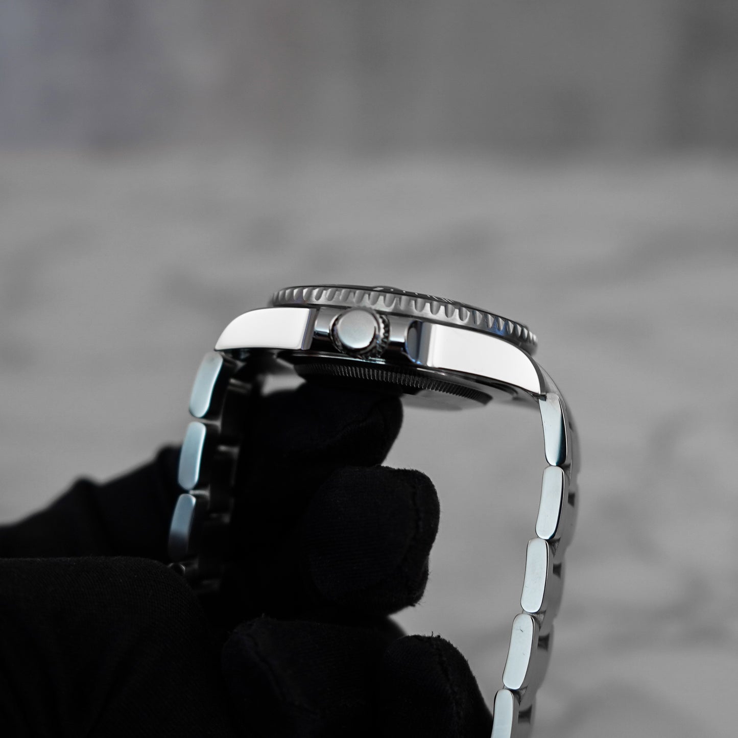 40mm Matte Black Pelogos Style w/ OEM Dial Sub Style Diver w/ Seiko NH35 Movement Mod Watch - Crown