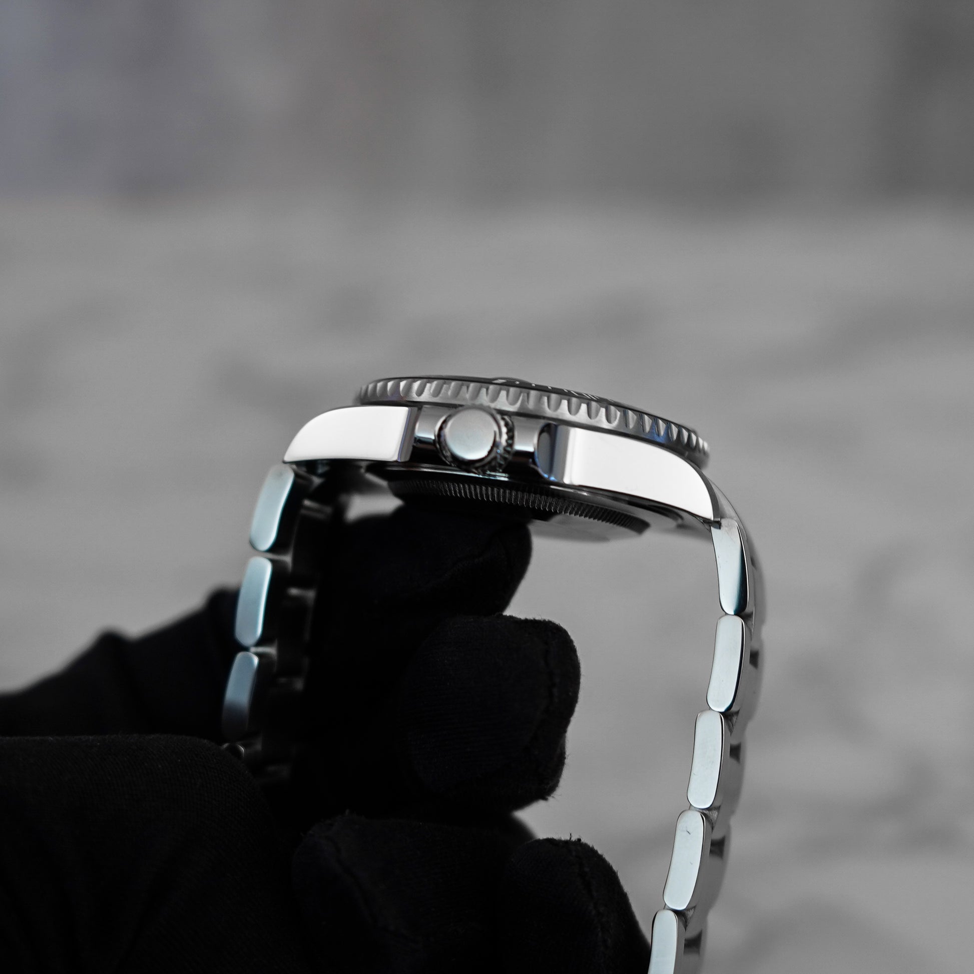 40mm Matte Black Pelogos Style w/ OEM Dial Sub Style Diver w/ Seiko NH35 Movement Mod Watch - Crown