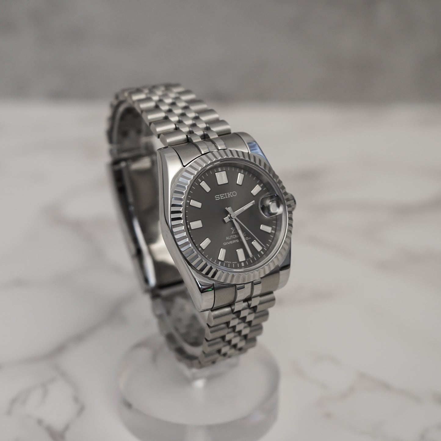 36mm Gray Datejust Style Mod Watch w/ SPB143 Dial & Seiko NH35 Movement