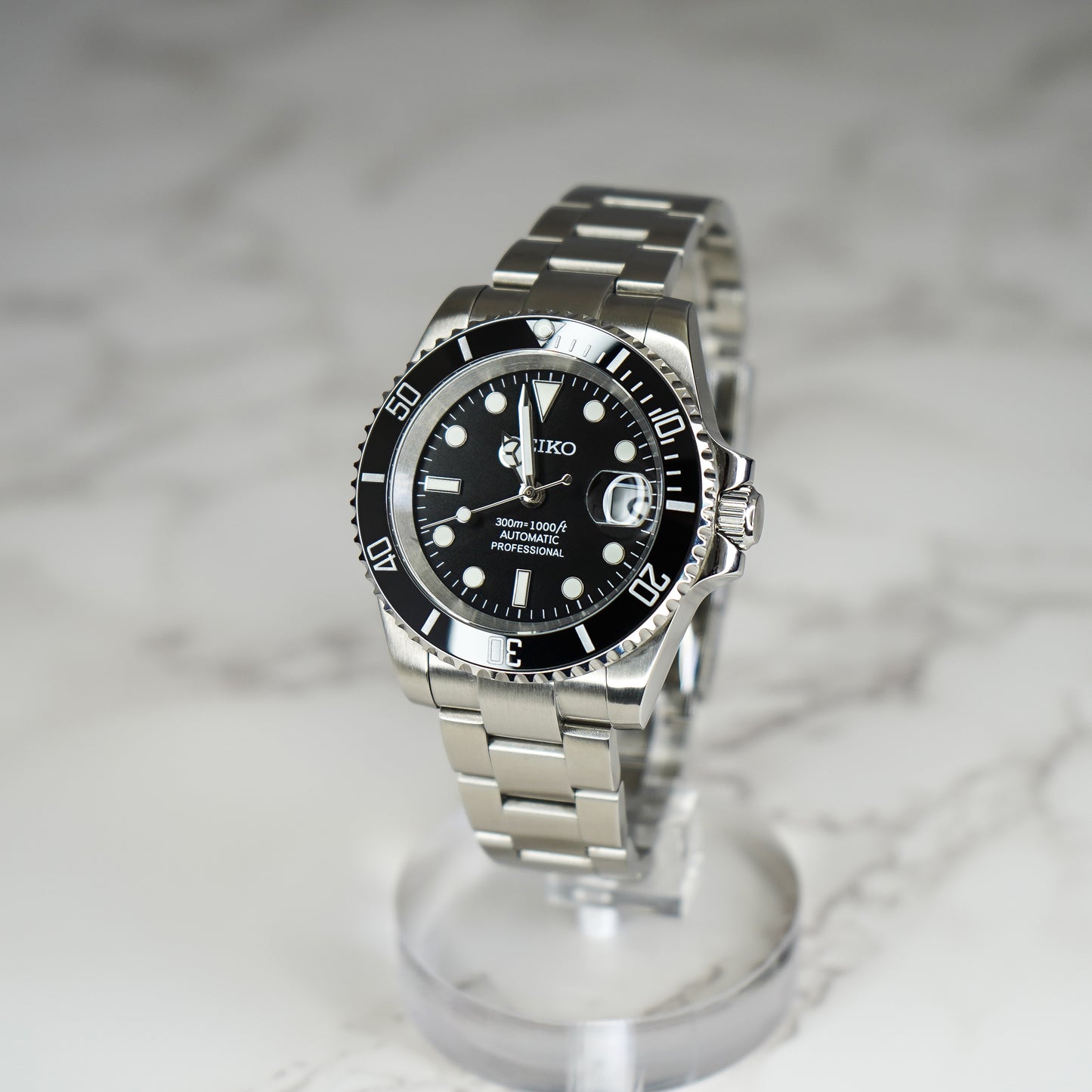40mm Black Dial Sub Style Diver w/ Custom Seiko NH35 Movement Watch SKX