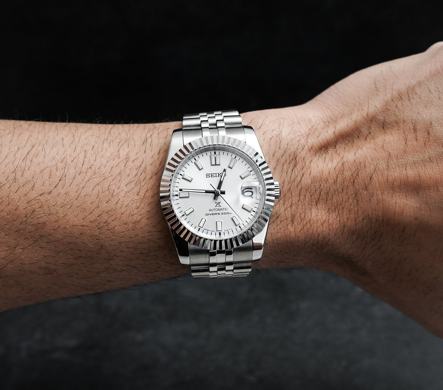 36mm White Datejust Style Mod Watch w/ SPB213 Dial & Seiko NH35 Movement