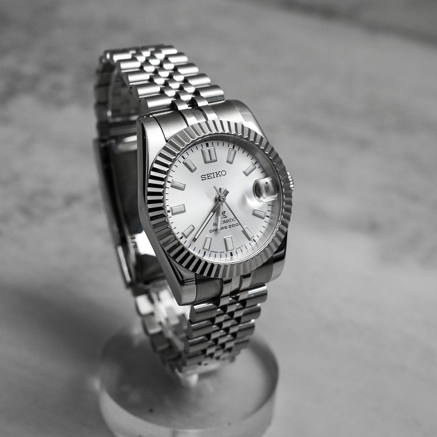 36mm White Datejust Style Mod Watch w/ SPB213 Dial & Seiko NH35 Movement