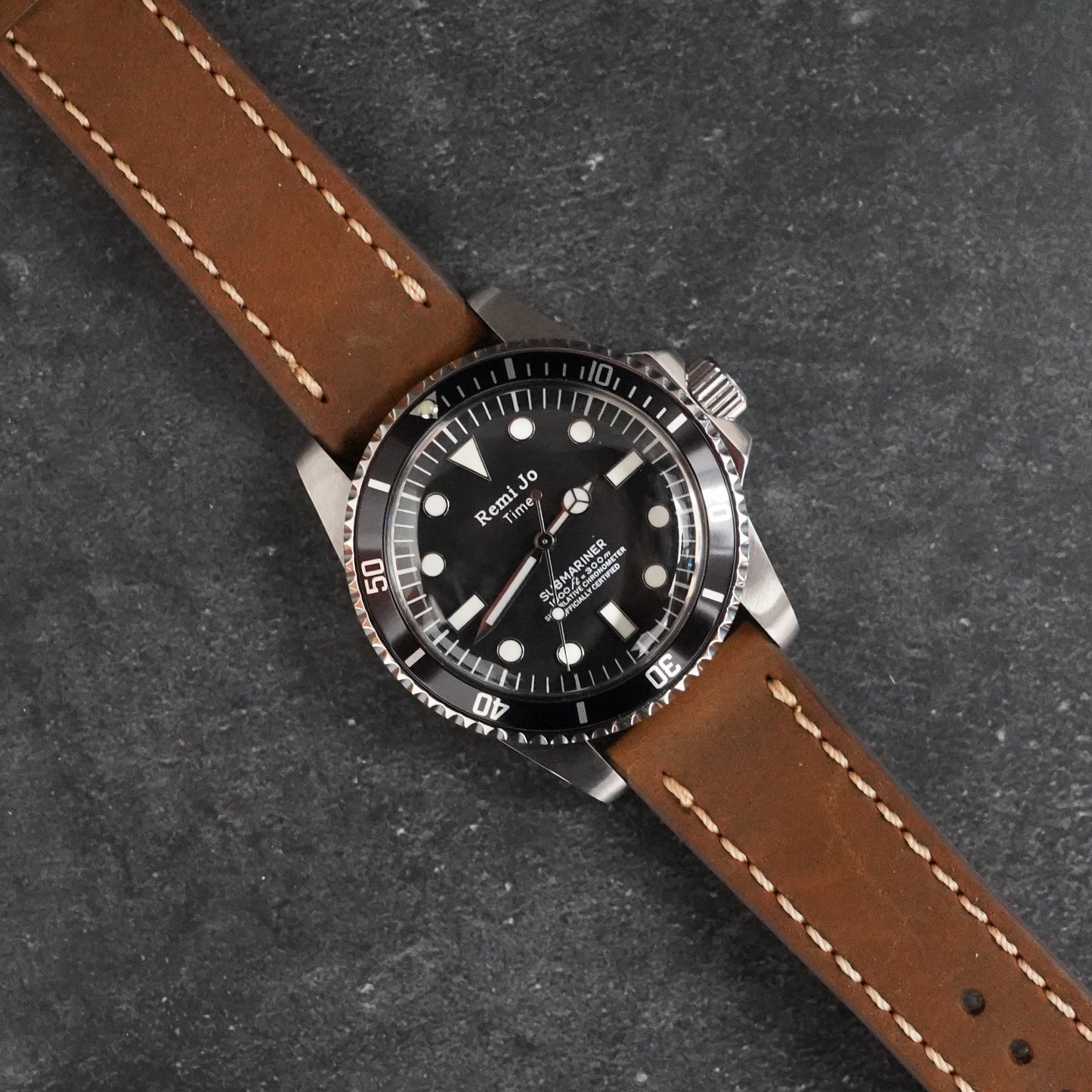 Custom Text Dial Sub Style Diver w/ Custom Seiko NH35 Movement Watch SKX