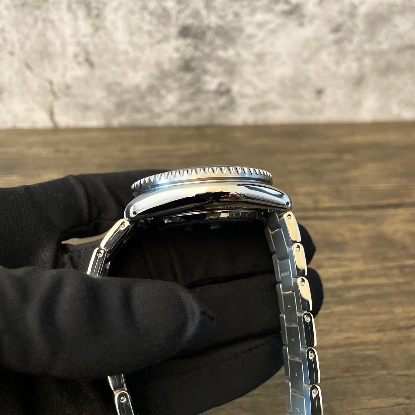 42mm Black Genuine Seiko 5 5KX Sport Mod Sub Style Diver w/ 4R36 Movement Seiko Mod Watch SKX - Side