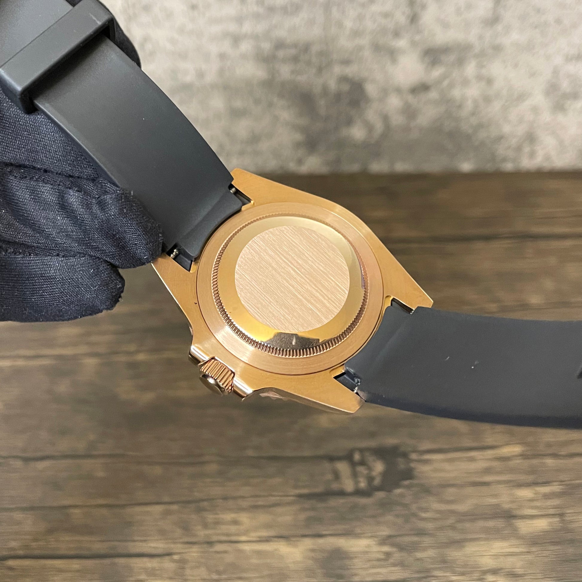 40mm Rose Gold Yacht Sub Style Diver Mod w/ OEM Dial Seiko NH36 Movement Mod Watch SKX - Case Back