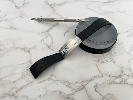 20mm Black Rubber Strap w/ Silver Clasp for 40mm Sub Mod Case