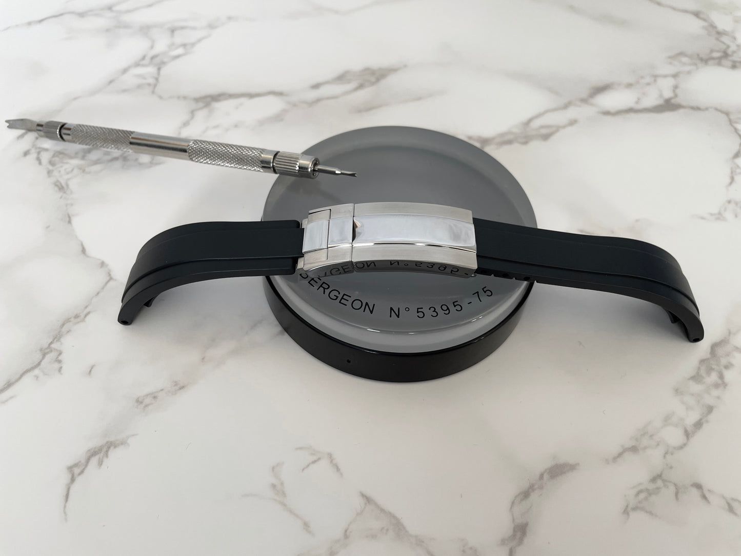 20mm Black Rubber Strap w/ Silver Clasp for 40mm Sub Mod Case