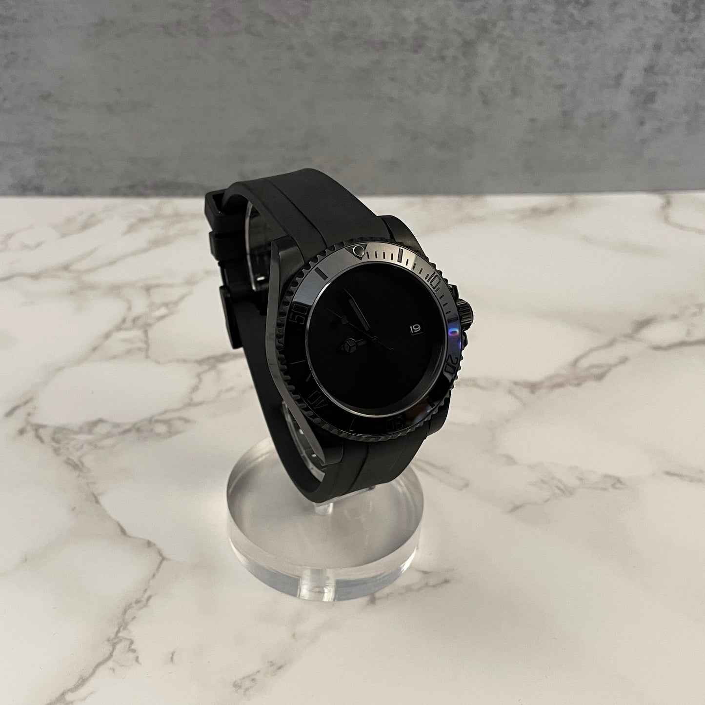 40mm Black Stealth Sub Seiko Mod Watch w/ NH35 Movement