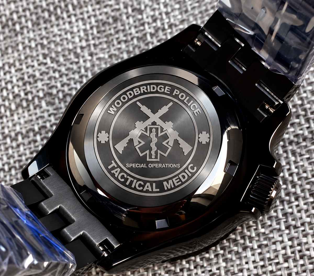 For Justin - 42mm Stealth Swat Watch w/ Case Back Engraving