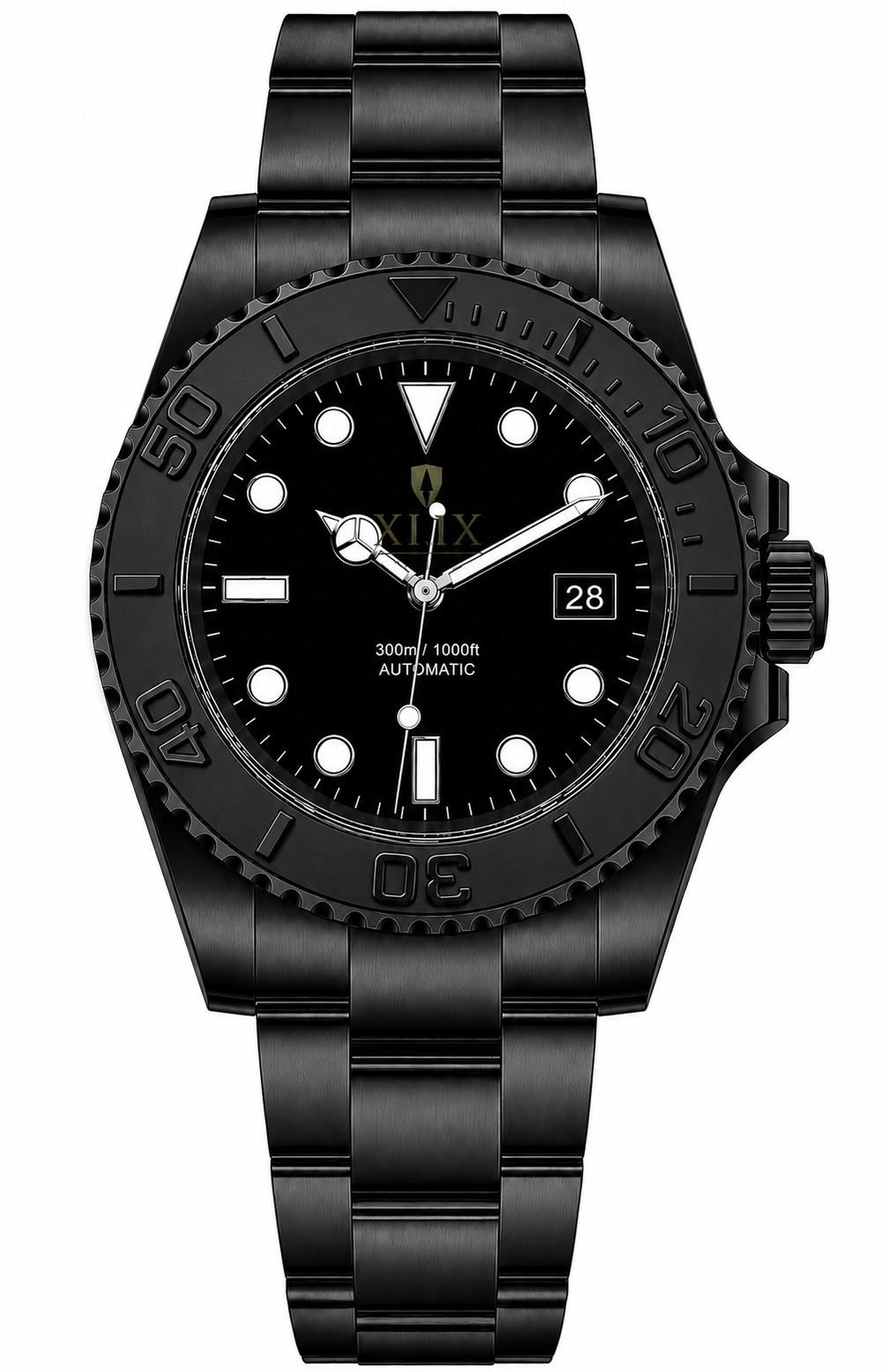 For Sergio - 40mm Black PVD Custom Dial Watch w/ Engraved Case Back + 2 Engraved Straps