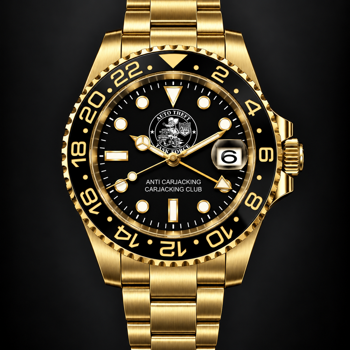 40mm Gold GMT Custom Anti-Carjacking Club Watch