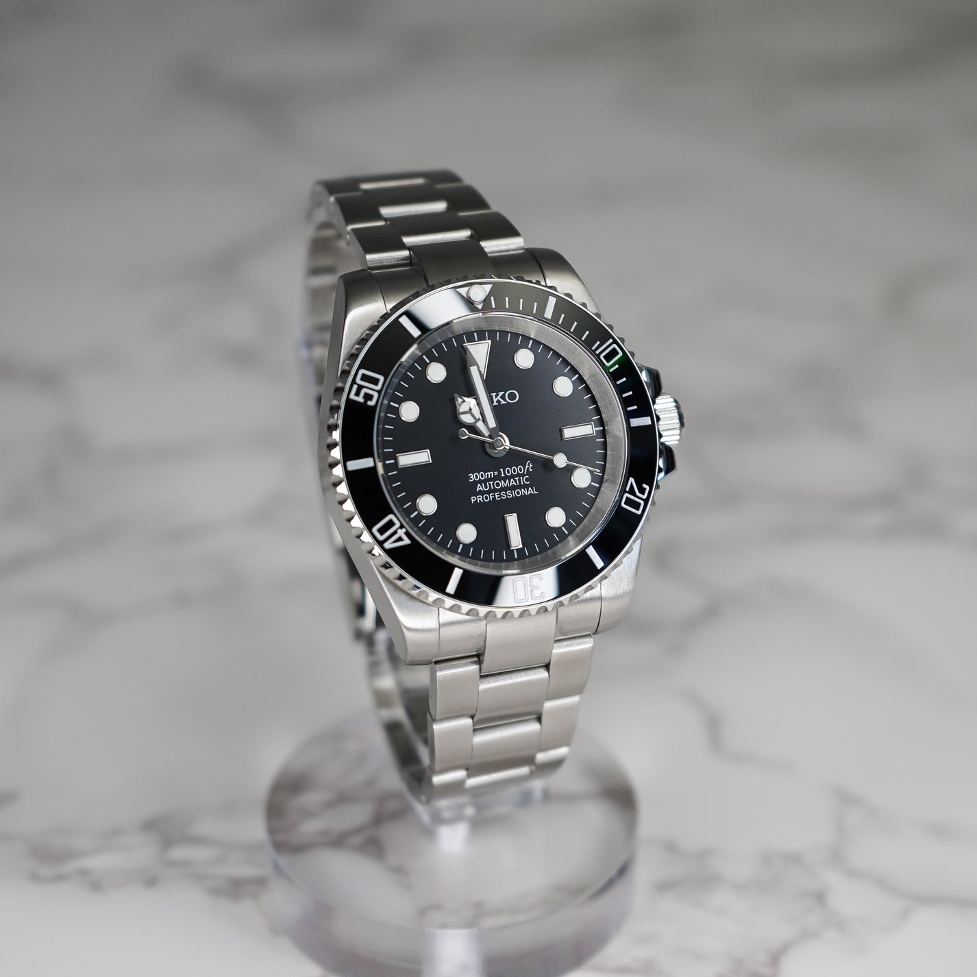 40mm Signature Black Dial No Date Sub Style Diver Custom Seiko NH35 Mo ...