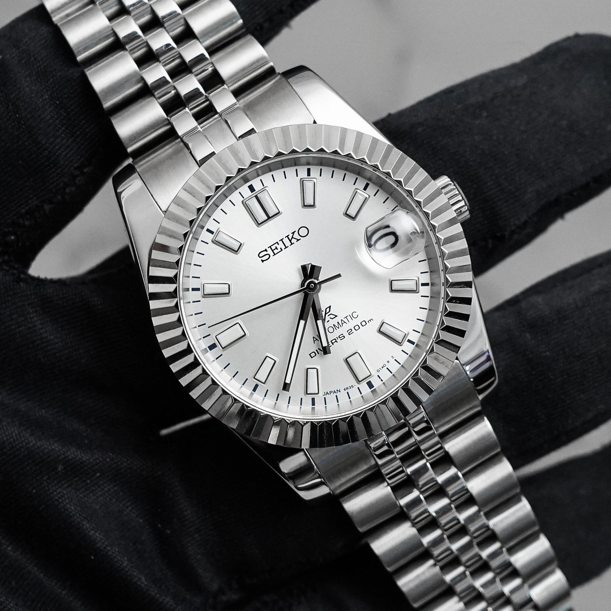 36mm White Datejust Style Mod Watch w/ White Dial & NH35 Movement 