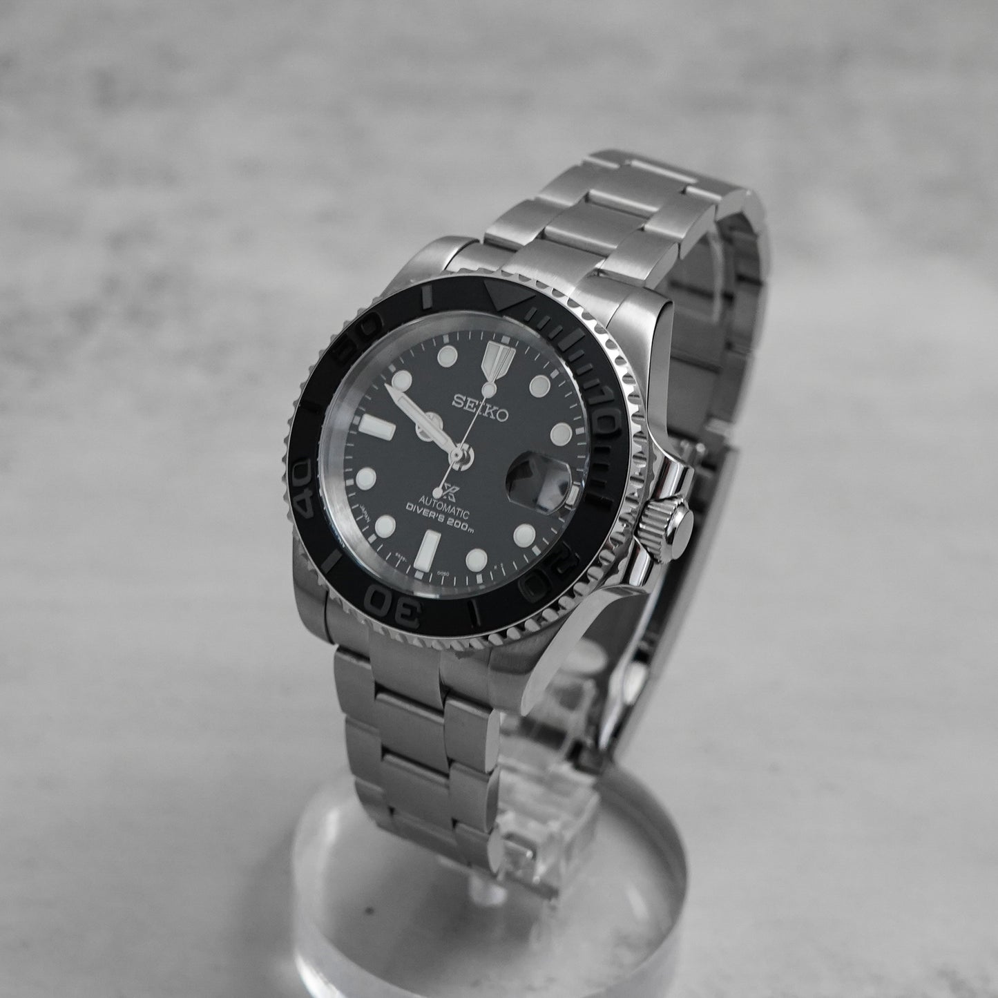 40mm Yacht Sub Style Diver Mod w/ Matte Black Dial Custom Seiko NH35 Movement Mod Watch SKX