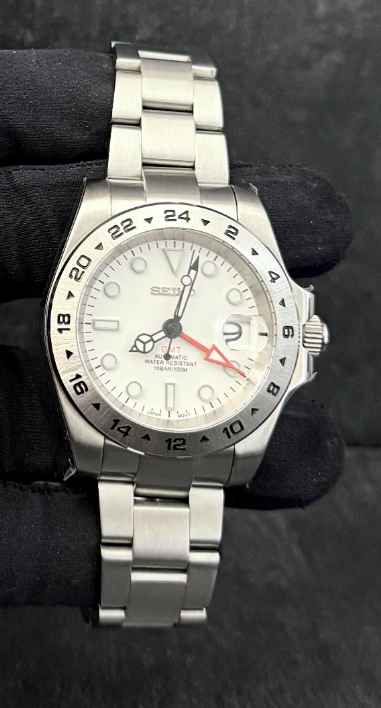 40mm Explorer II White Dial Sub Style Diver Custom w/ NH34 GMT Movement Mod Watch SKX